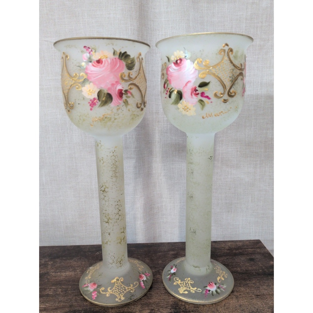 Gipar hand-painted (2) Vases made in Italy, Vase 13 1/2 inches Tall